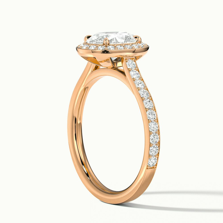 Erin 3 Carat Oval Halo Pave Lab Grown Engagement Ring in 10k Rose Gold