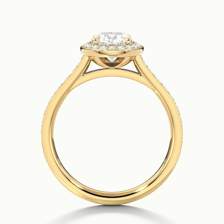 Erin 3 Carat Oval Halo Pave Lab Grown Engagement Ring in 10k Yellow Gold