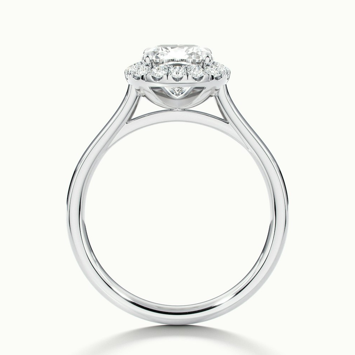 Dina 1 Carat Cushion Cut Halo Moissanite Diamond Ring in Platinum
