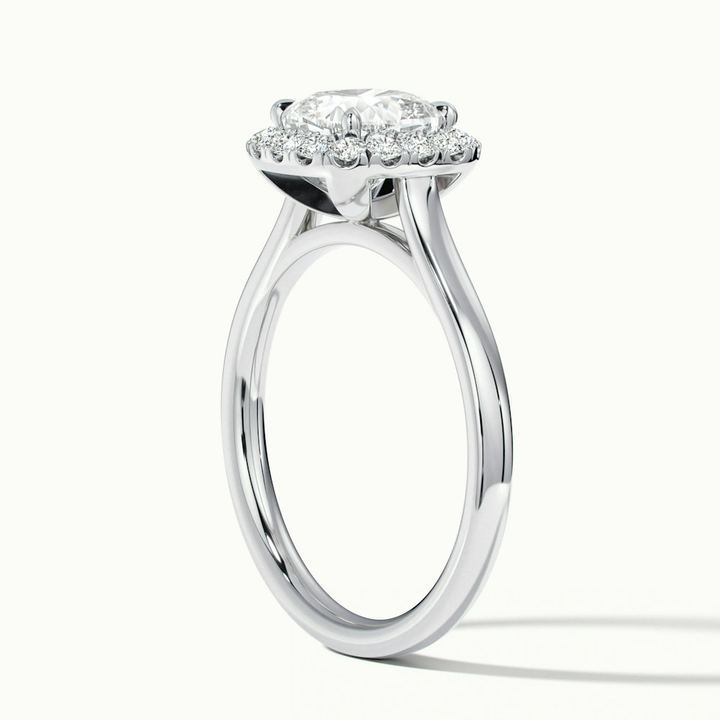 Dina 3 Carat Cushion Cut Halo Moissanite Diamond Ring in 10k White Gold