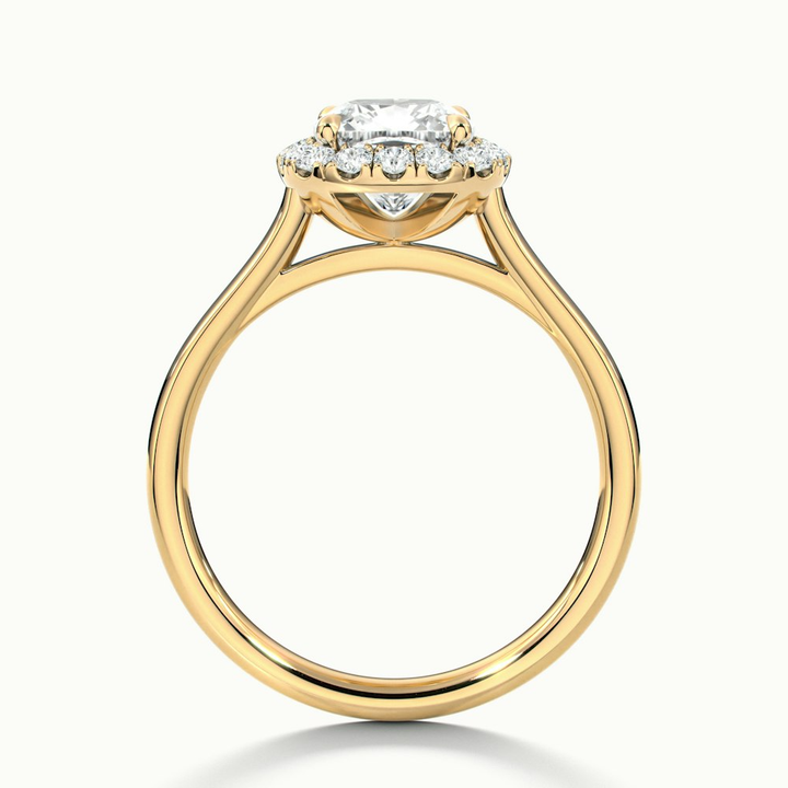 Dina 2 Carat Cushion Cut Halo Moissanite Diamond Ring in 10k Yellow Gold