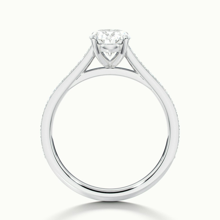 Dallas 5 Carat Oval Cut Solitaire Pave Moissanite Diamond Ring in 18k White Gold