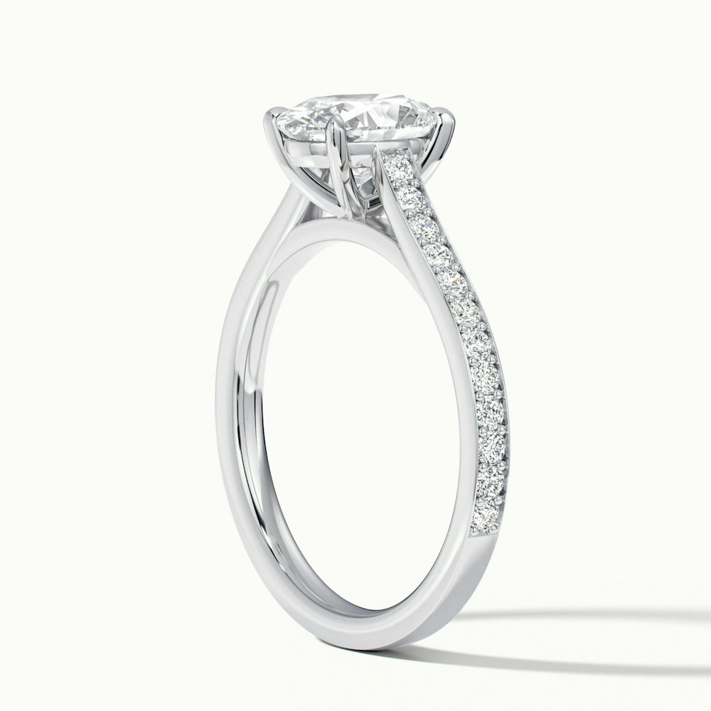 Jessy 1 Carat Oval Cut Solitaire Pave Lab Grown Engagement Ring in 14k White Gold