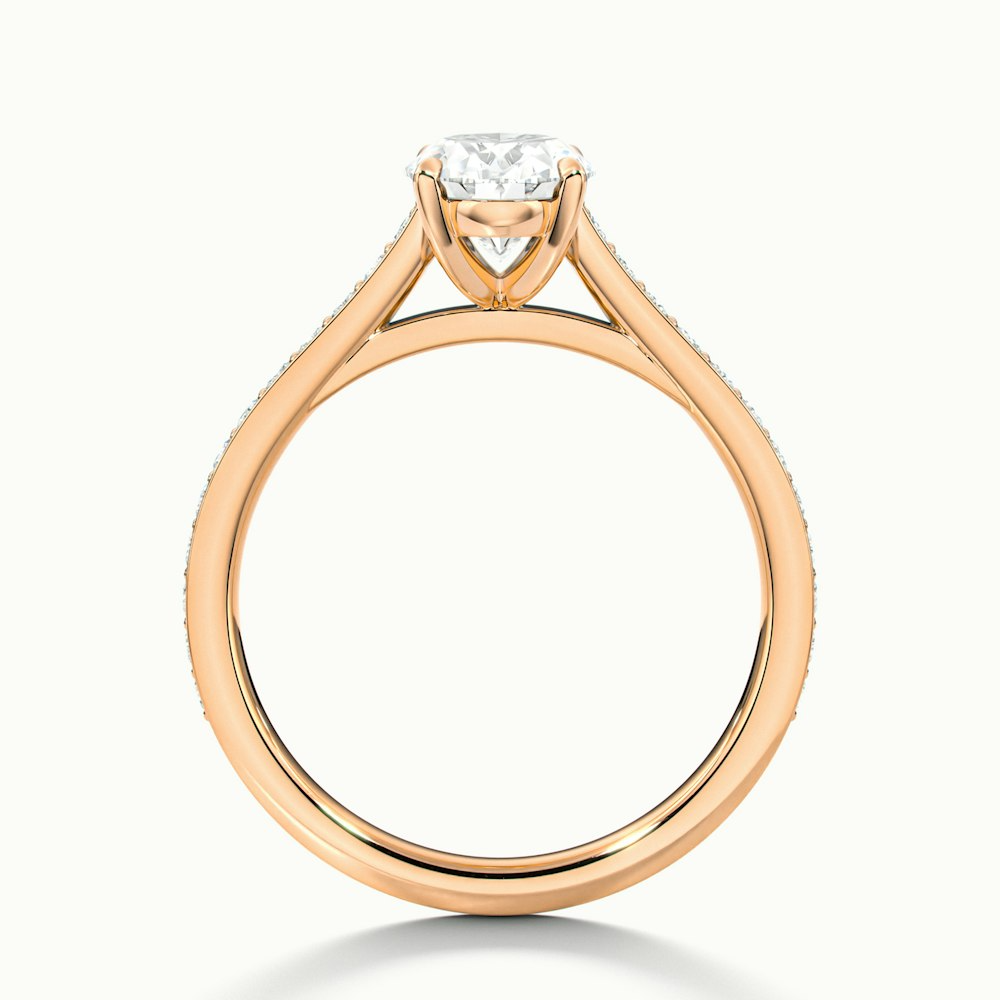 Jessy 1 Carat Oval Cut Solitaire Pave Lab Grown Engagement Ring in 14k Rose Gold
