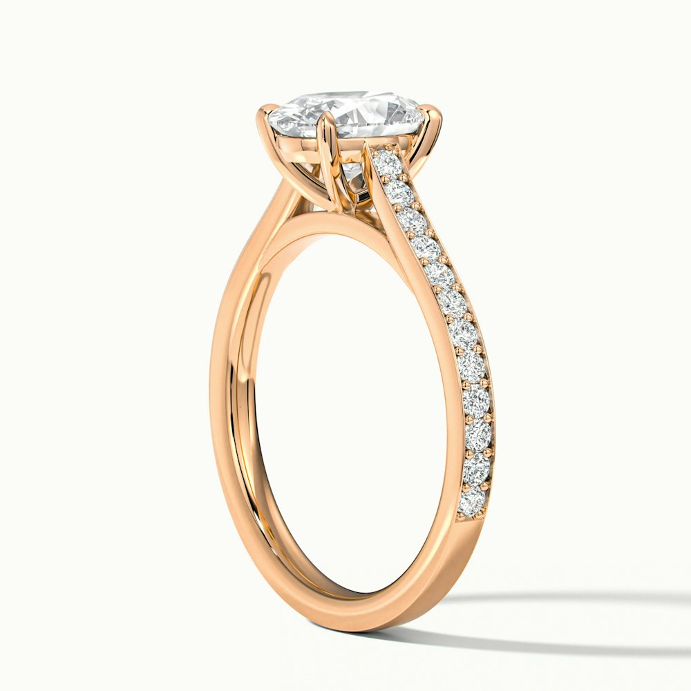 Dallas 2.5 Carat Oval Cut Solitaire Pave Moissanite Diamond Ring in 18k Rose Gold