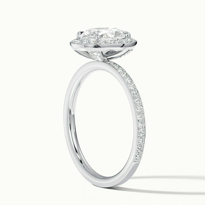Claudia 5 Carat Oval Halo Pave Moissanite Diamond Ring in 18k White Gold
