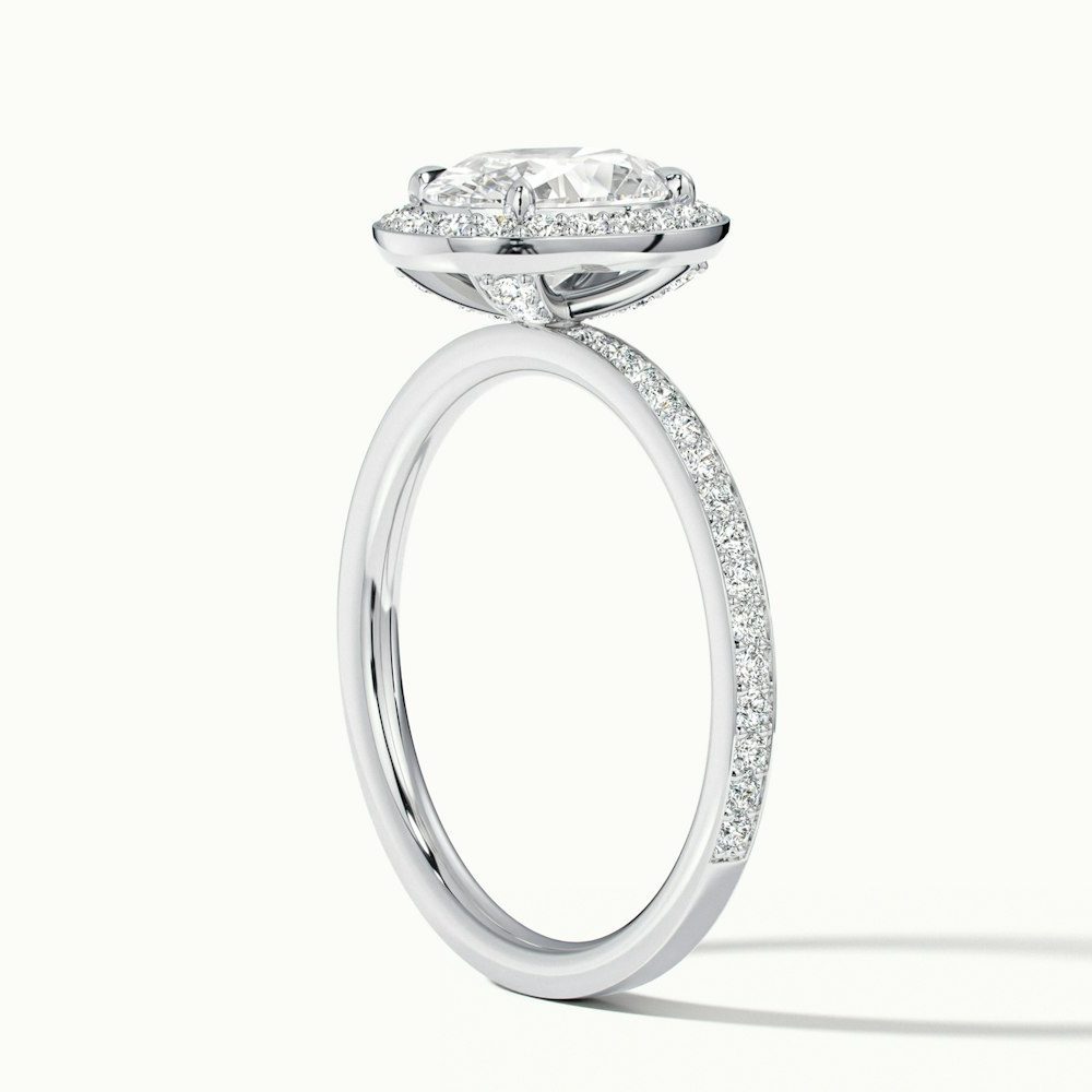 Claudia 4 Carat Oval Halo Pave Moissanite Diamond Ring in 10k White Gold