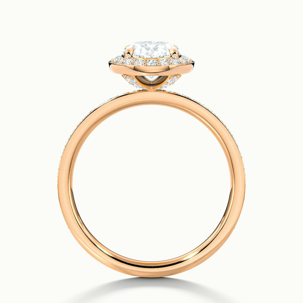 Eden 1.5 Carat Oval Halo Pave Lab Grown Engagement Ring in 10k Rose Gold
