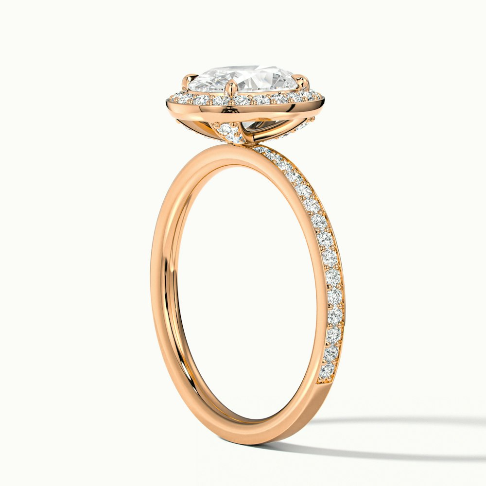 Eden 4 Carat Oval Halo Pave Lab Grown Engagement Ring in 14k Rose Gold