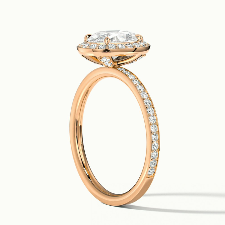 Claudia 1.5 Carat Oval Halo Pave Moissanite Diamond Ring in 10k Rose Gold