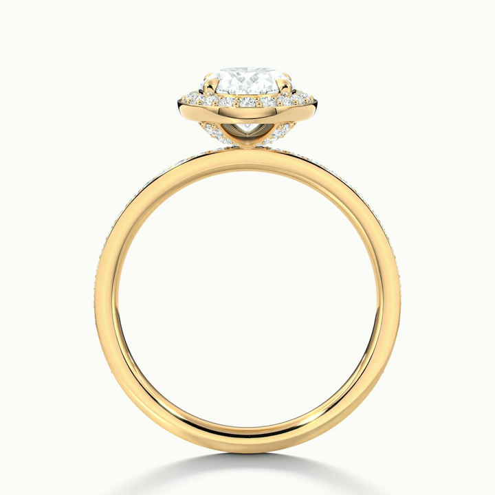 Eden 3 Carat Oval Halo Pave Lab Grown Engagement Ring in 10k Yellow Gold