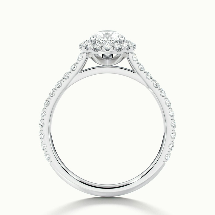 Aria 5 Carat Pear Shaped Halo Lab Grown Engagement Ring in 10k White Gold
