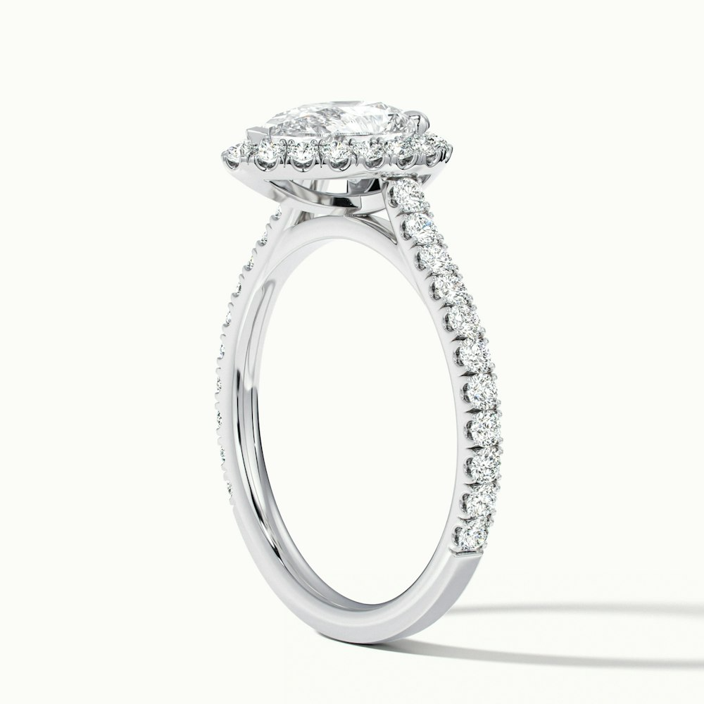 Aria 5 Carat Pear Shaped Halo Lab Grown Engagement Ring in 10k White Gold
