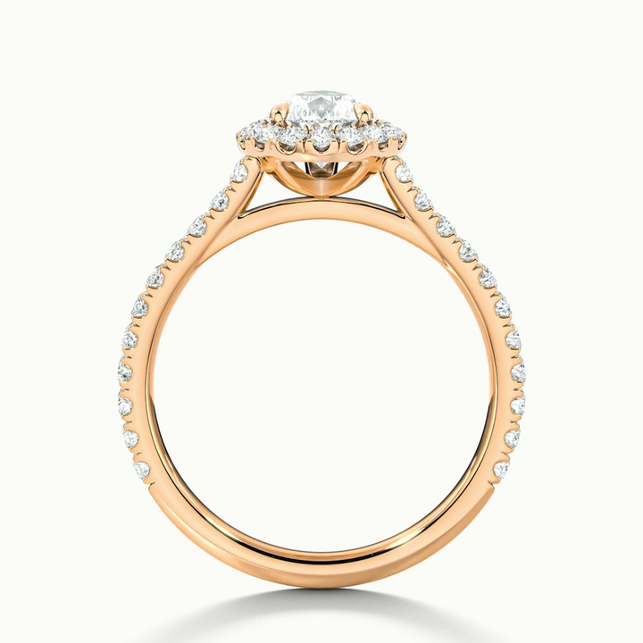 Cindy 1 Carat Pear Shaped Halo Moissanite Diamond Ring in 14k Rose Gold