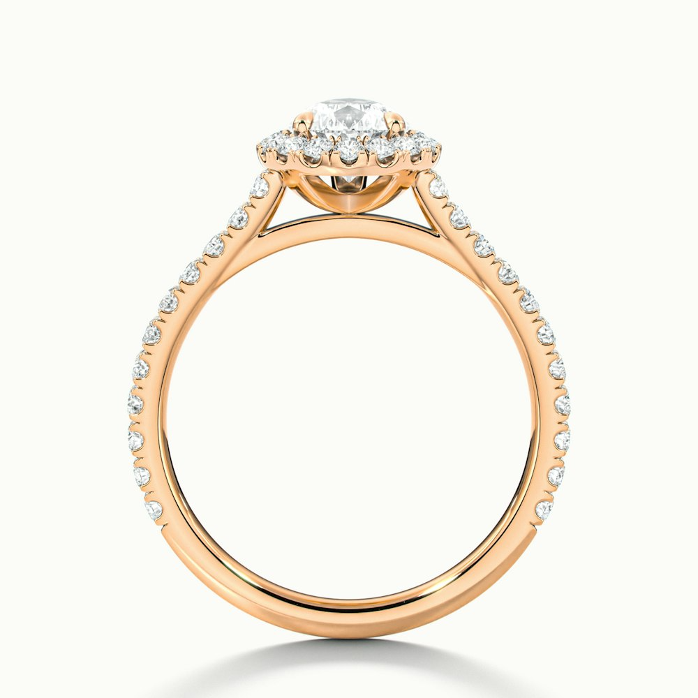 Cindy 3 Carat Pear Shaped Halo Moissanite Diamond Ring in 10k Rose Gold