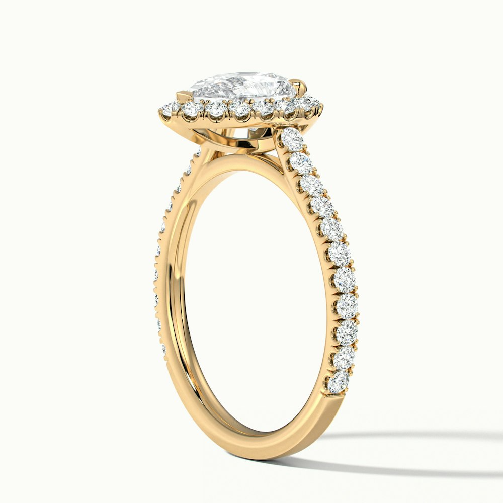 Aria 3 Carat Pear Shaped Halo Lab Grown Engagement Ring in 10k Yellow Gold