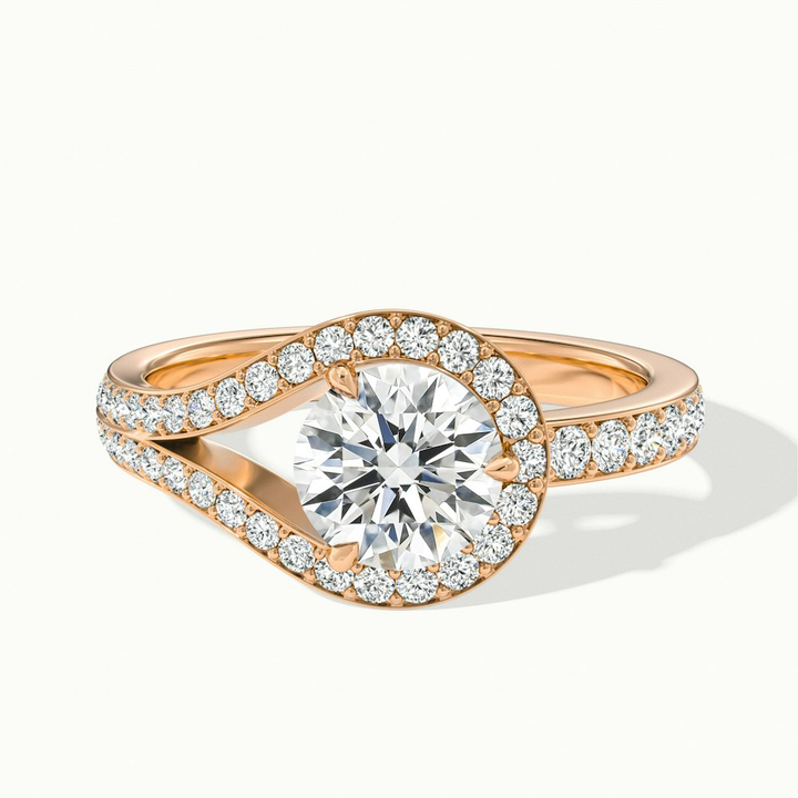 Cherri 3 Carat Round Halo Pave Moissanite Diamond Ring in 10k Rose Gold