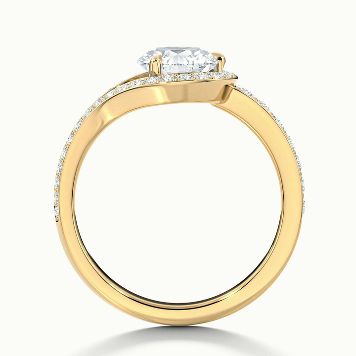 Avi 1 Carat Round Halo Pave Lab Grown Engagement Ring in 10k Yellow Gold