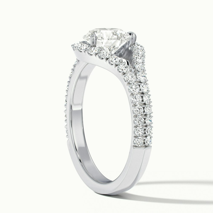 Callie 5 Carat Round Halo Scallop Moissanite Diamond Ring in 10k White Gold