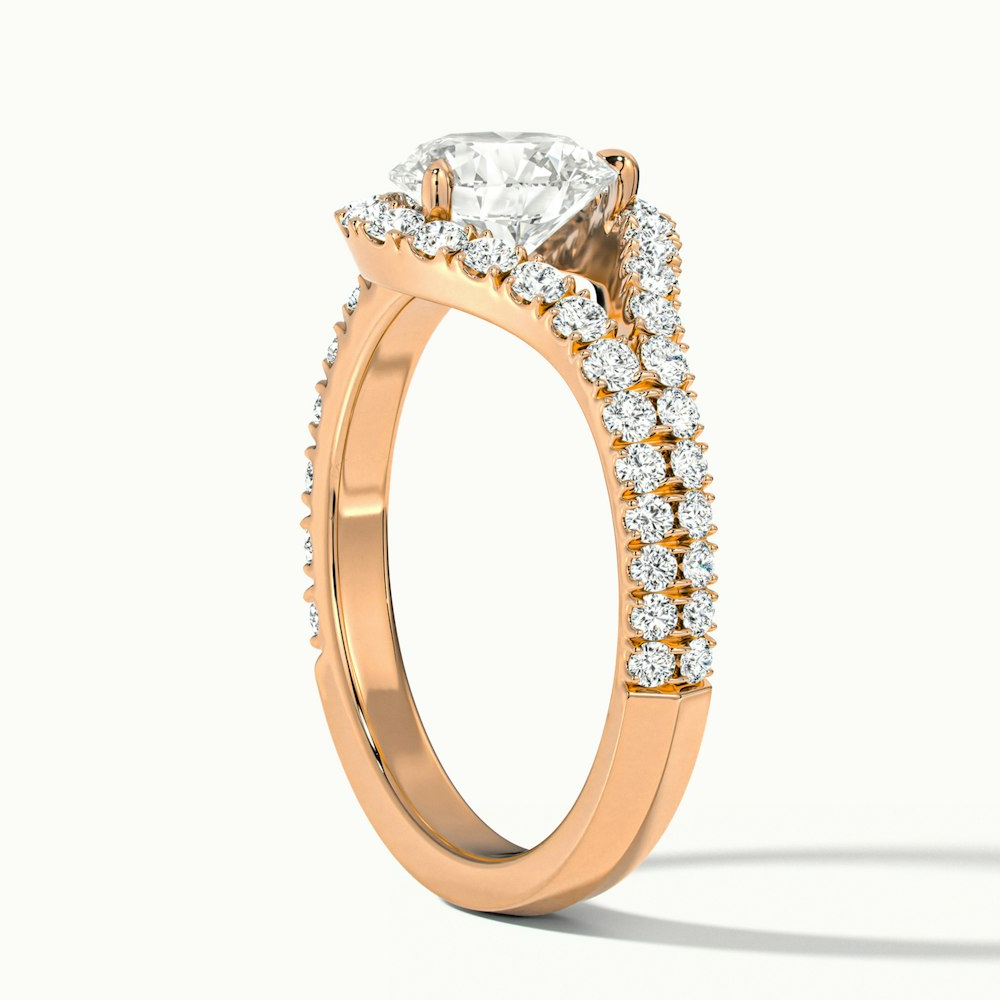 Betti 5 Carat Round Halo Scallop Lab Grown Engagement Ring in 18k Rose Gold