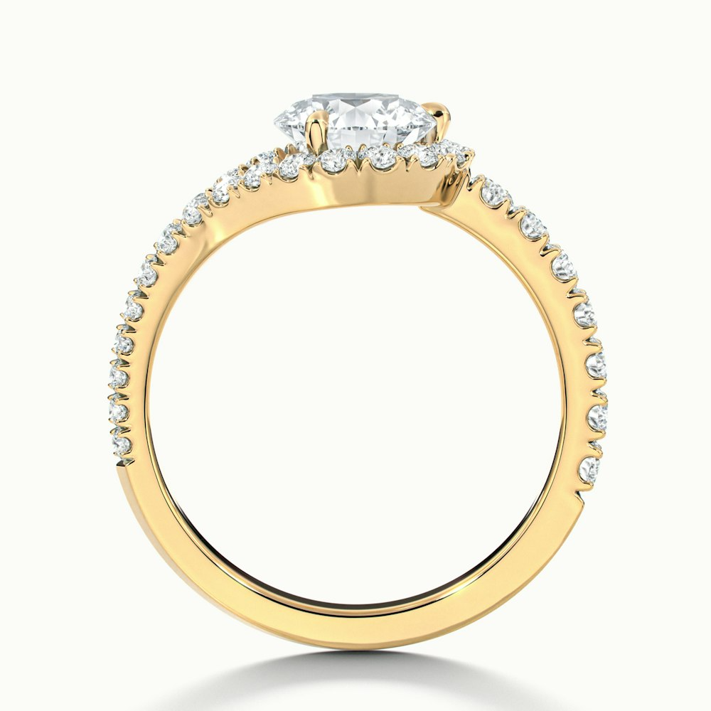 Betti 1 Carat Round Halo Scallop Lab Grown Engagement Ring in 10k Yellow Gold