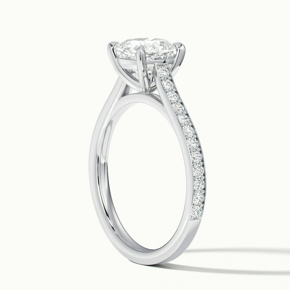 Eva 1 Carat Cushion Cut Solitaire Pave Moissanite Diamond Ring in Platinum
