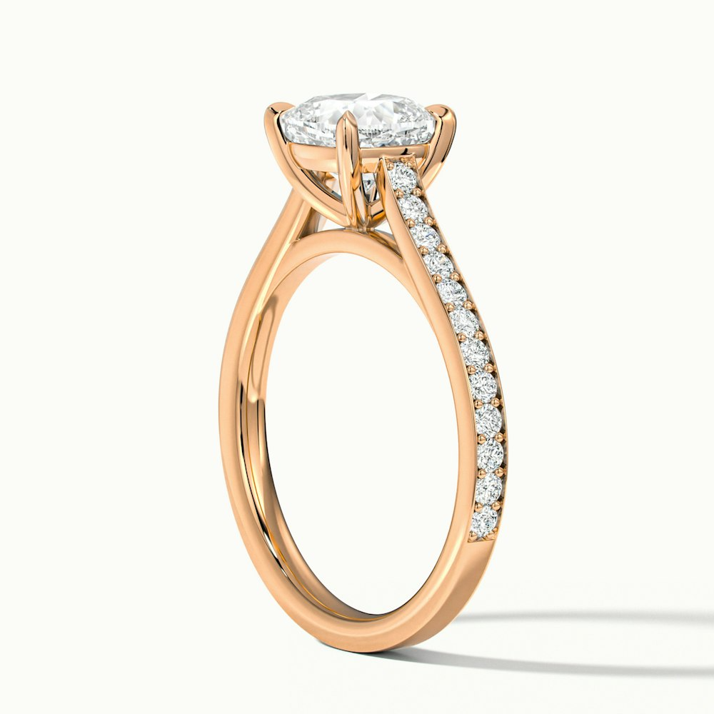 Eva 3 Carat Cushion Cut Solitaire Pave Lab Grown Engagement Ring in 10k Rose Gold