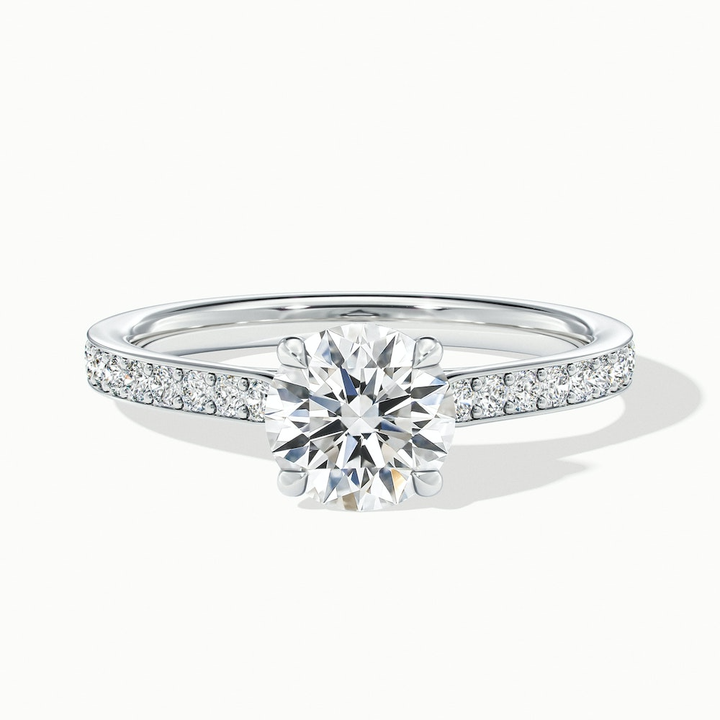 Betti 5 Carat Round Solitaire Pave Moissanite Diamond Ring in 18k White Gold