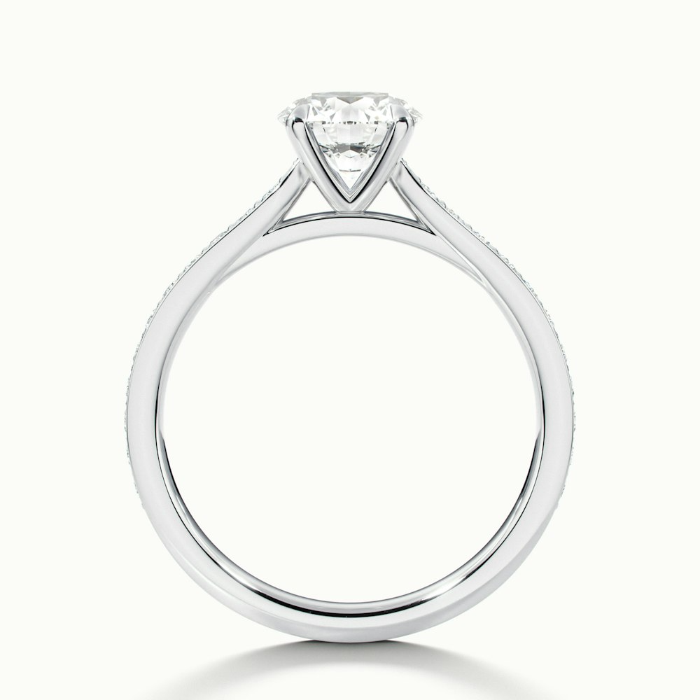 Callie 4 Carat Round Solitaire Pave Lab Grown Engagement Ring in 10k White Gold