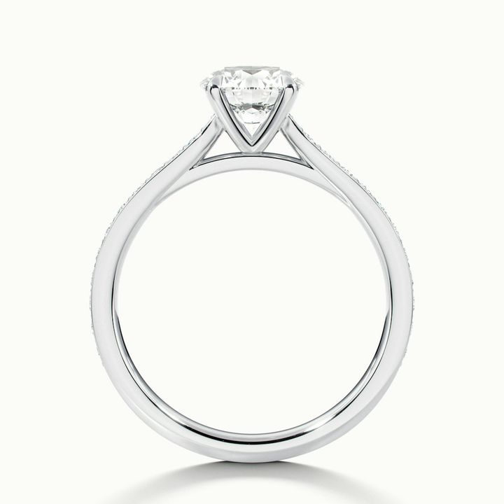 Betti 1 Carat Round Solitaire Pave Moissanite Diamond Ring in 10k White Gold