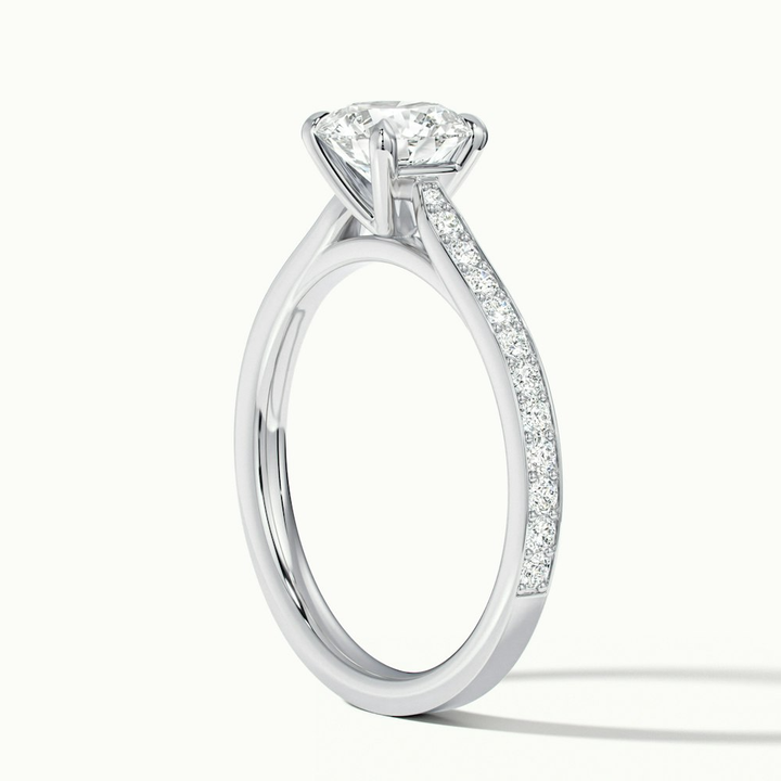 Callie 1 Carat Round Solitaire Pave Lab Grown Engagement Ring in 10k White Gold