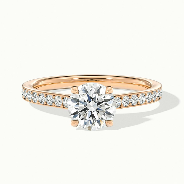Betti 5 Carat Round Solitaire Pave Moissanite Diamond Ring in 18k Rose Gold