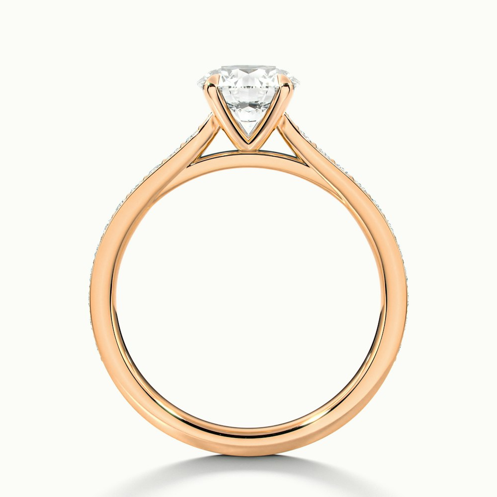 Betti 3 Carat Round Solitaire Pave Moissanite Diamond Ring in 10k Rose Gold