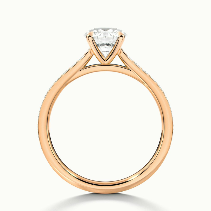 Betti 2 Carat Round Solitaire Pave Moissanite Diamond Ring in 14k Rose Gold