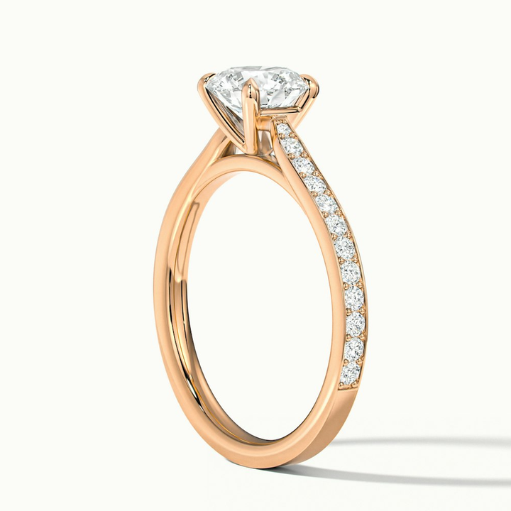 Betti 4 Carat Round Solitaire Pave Moissanite Diamond Ring in 14k Rose Gold
