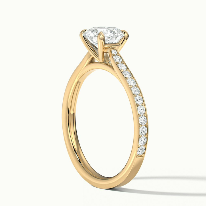 Betti 2 Carat Round Solitaire Pave Moissanite Diamond Ring in 14k Yellow Gold