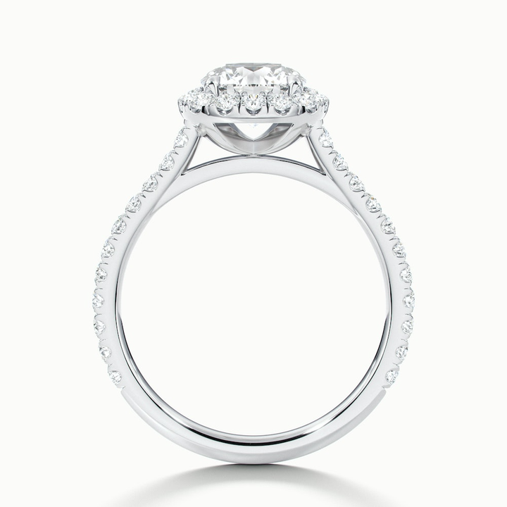 Anika 3 Carat Round Halo Pave Moissanite Diamond Ring in 10k White Gold