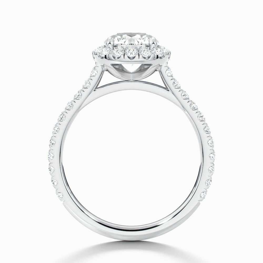 Anika 4 Carat Round Halo Pave Moissanite Diamond Ring in 10k White Gold