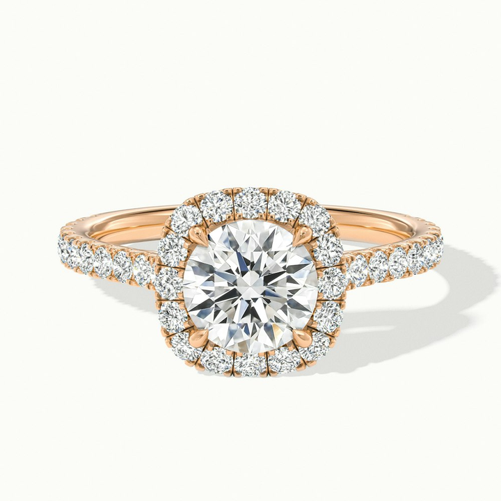 Anika 3 Carat Round Halo Pave Moissanite Diamond Ring in 10k Rose Gold