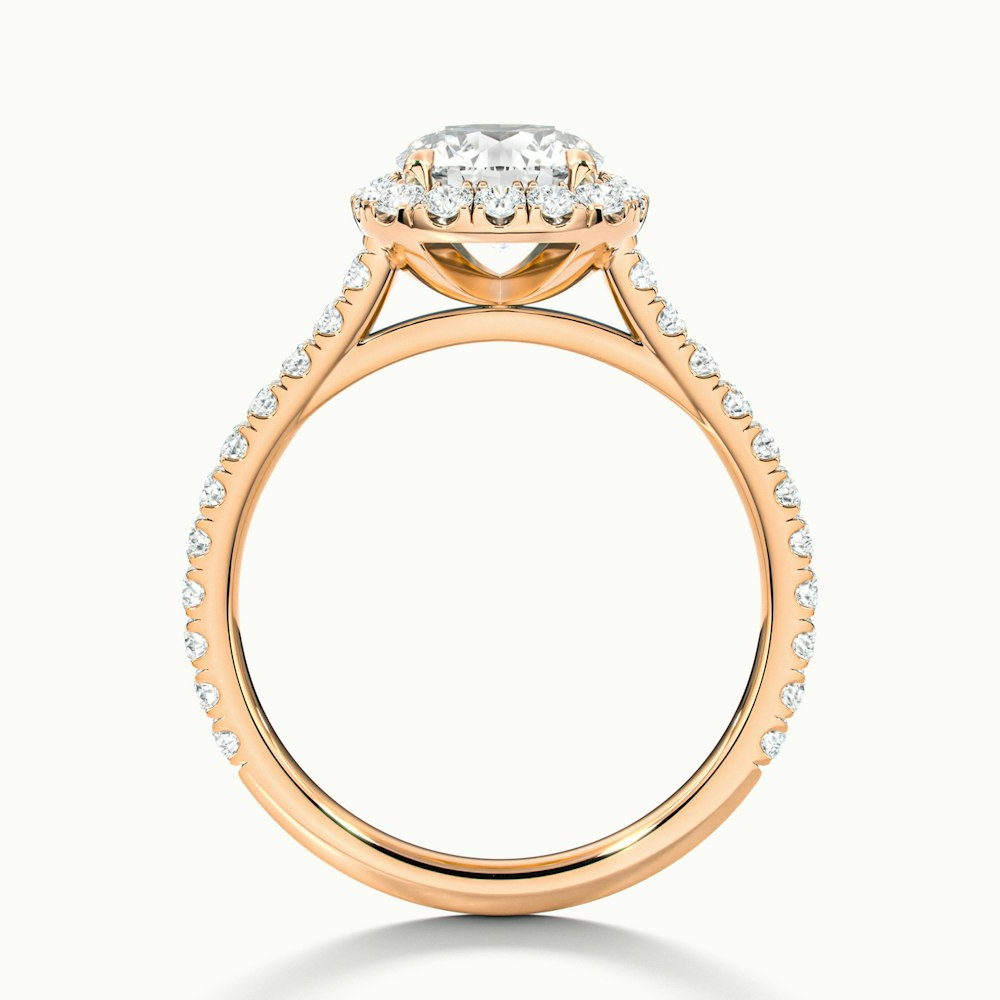 Nia 3 Carat Round Halo Pave Lab Grown Engagement Ring in 10k Rose Gold