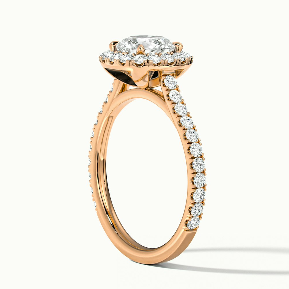 Nia 1 Carat Round Halo Pave Lab Grown Engagement Ring in 10k Rose Gold