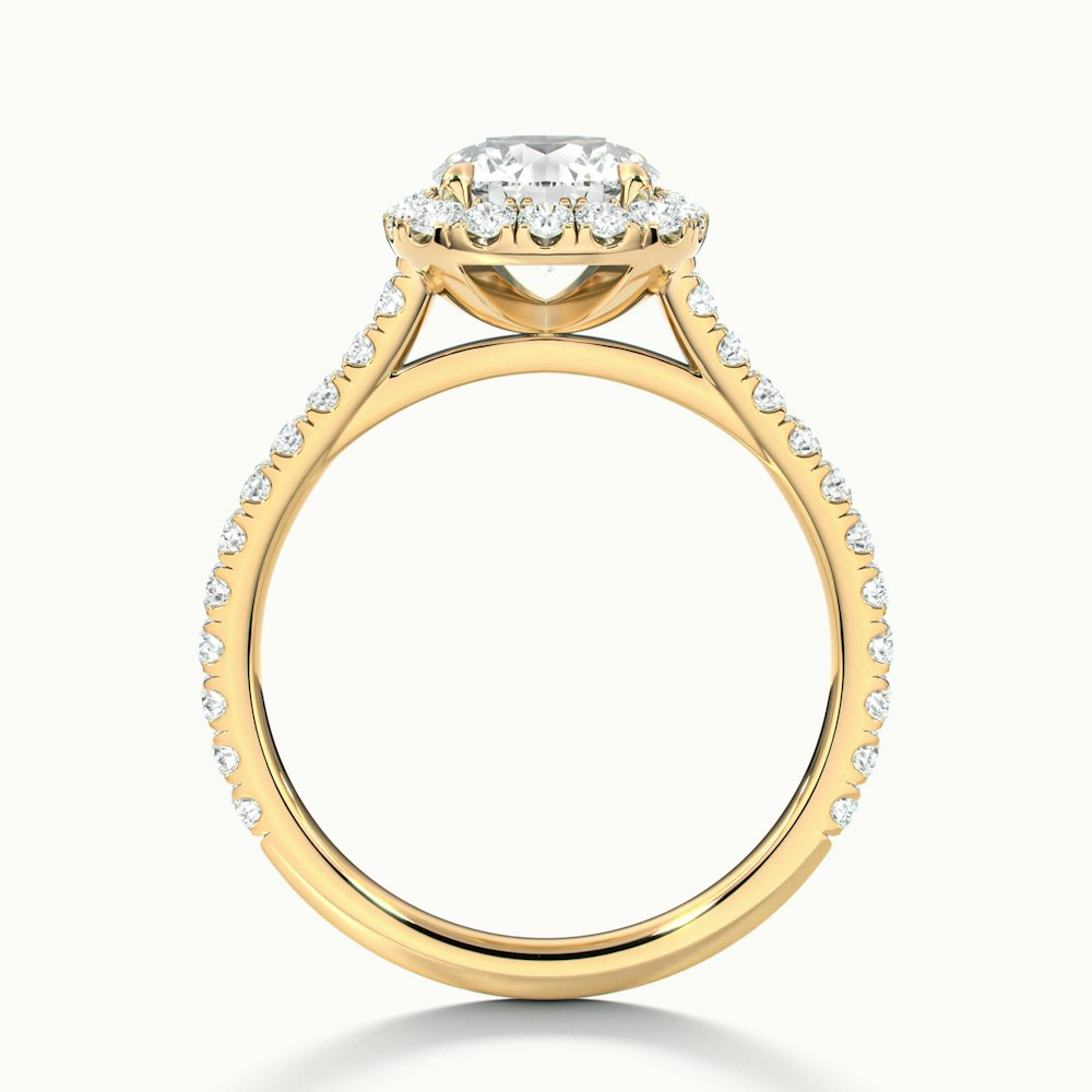 Anika 2 Carat Round Halo Pave Moissanite Diamond Ring in 10k Yellow Gold