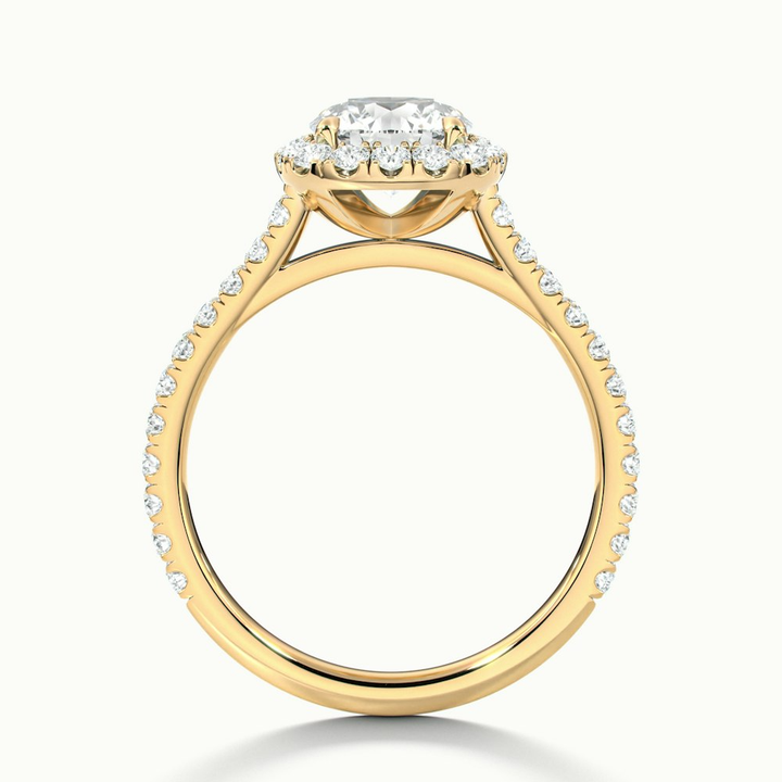 Anika 1.5 Carat Round Halo Pave Moissanite Diamond Ring in 14k Yellow Gold