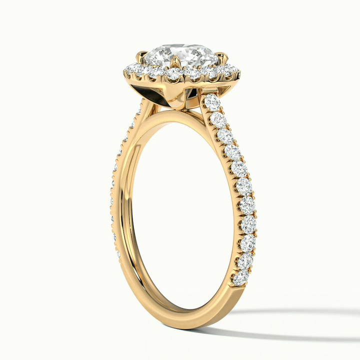 Anika 1.5 Carat Round Halo Pave Moissanite Diamond Ring in 14k Yellow Gold