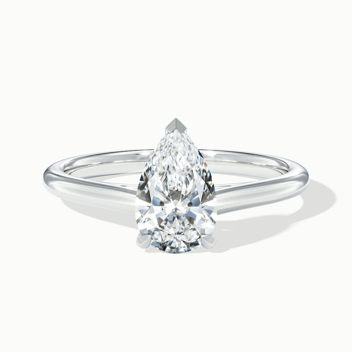Cherri 4 Carat Pear Shaped Solitaire Lab Grown Engagement Ring in 10k White Gold