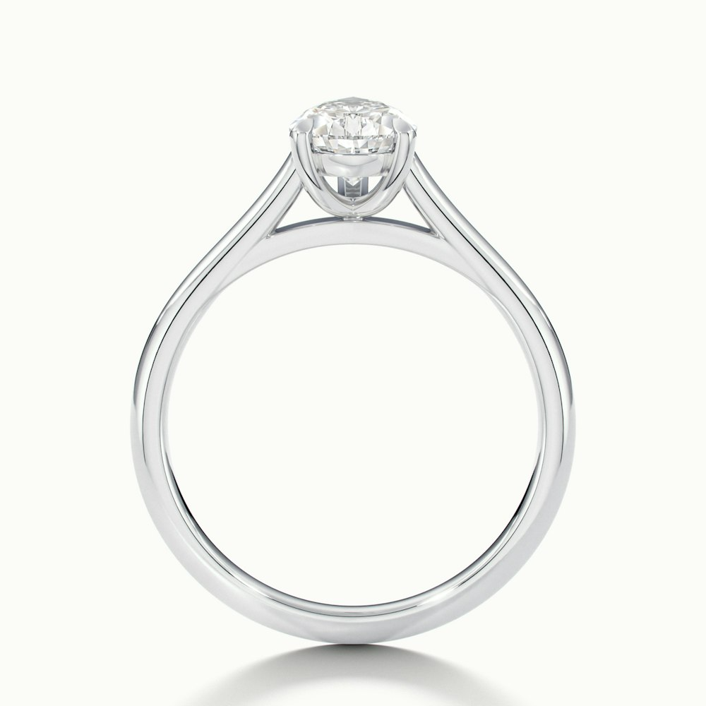Avi 3 Carat Pear Shaped Solitaire Moissanite Diamond Ring in 10k White Gold