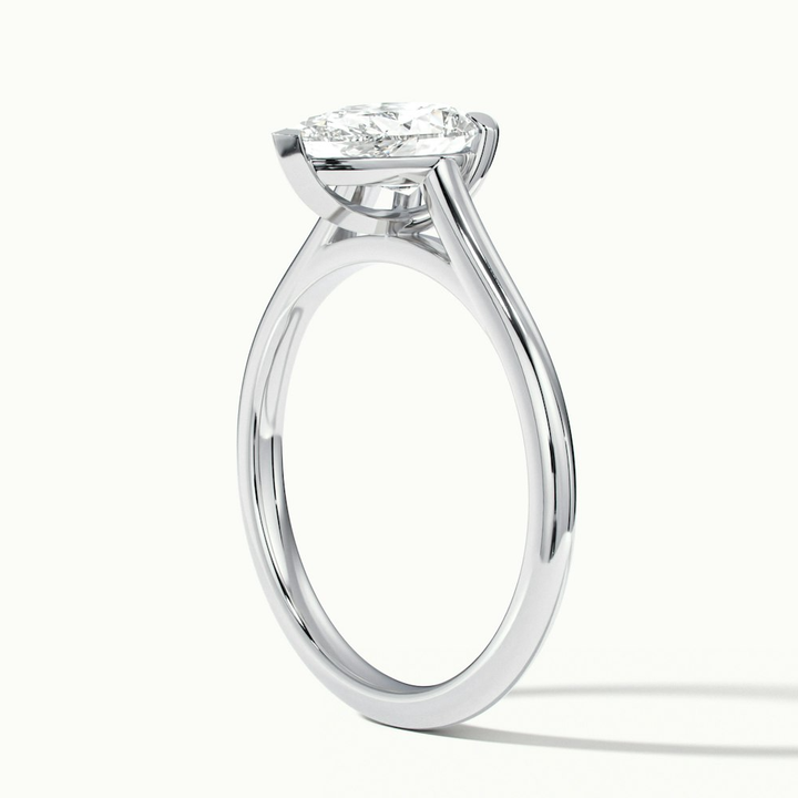 Avi 3 Carat Pear Shaped Solitaire Moissanite Diamond Ring in Platinum
