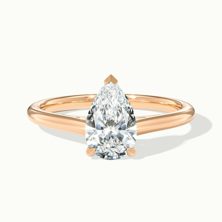 Avi 5 Carat Pear Shaped Solitaire Moissanite Diamond Ring in 18k Rose Gold