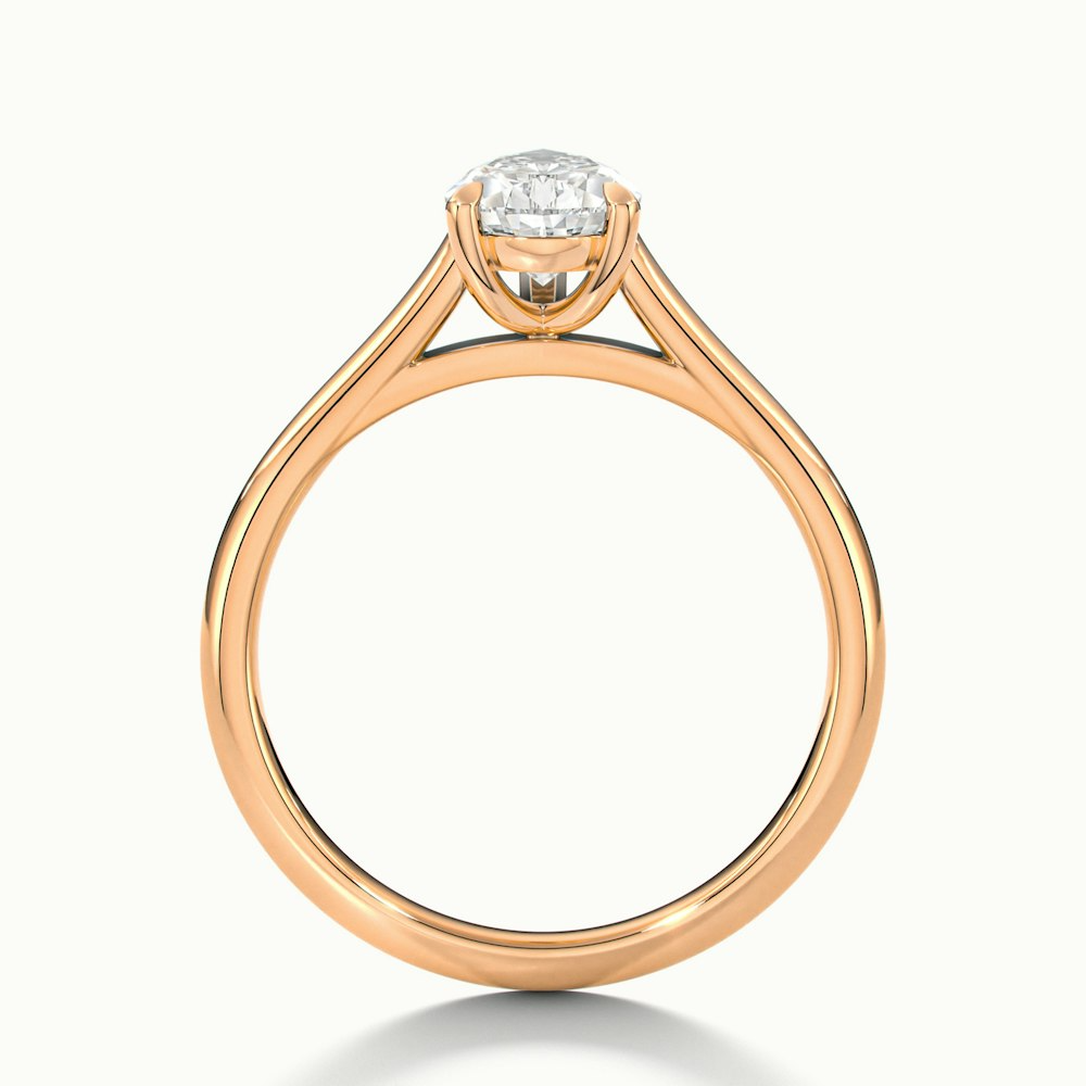 Avi 1 Carat Pear Shaped Solitaire Moissanite Diamond Ring in 14k Rose Gold