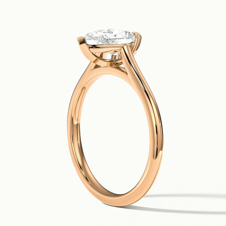 Avi 3 Carat Pear Shaped Solitaire Moissanite Diamond Ring in 10k Rose Gold